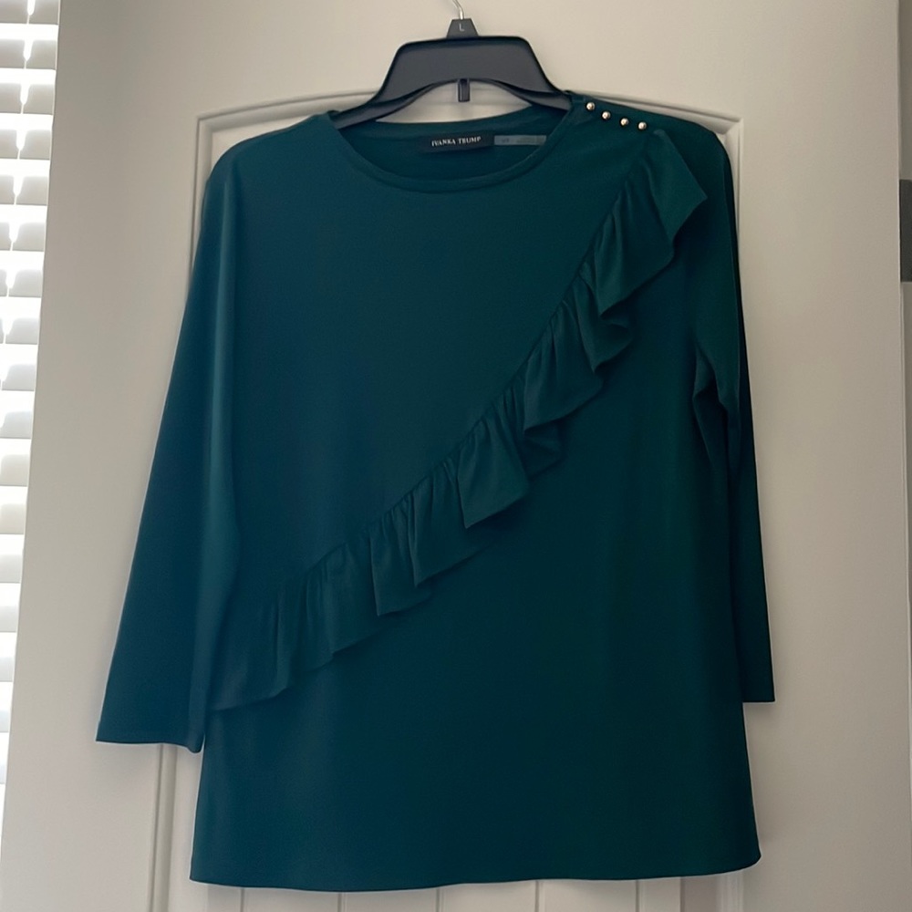 Ivanka Trump long sleeve blouse size small with ruffled front